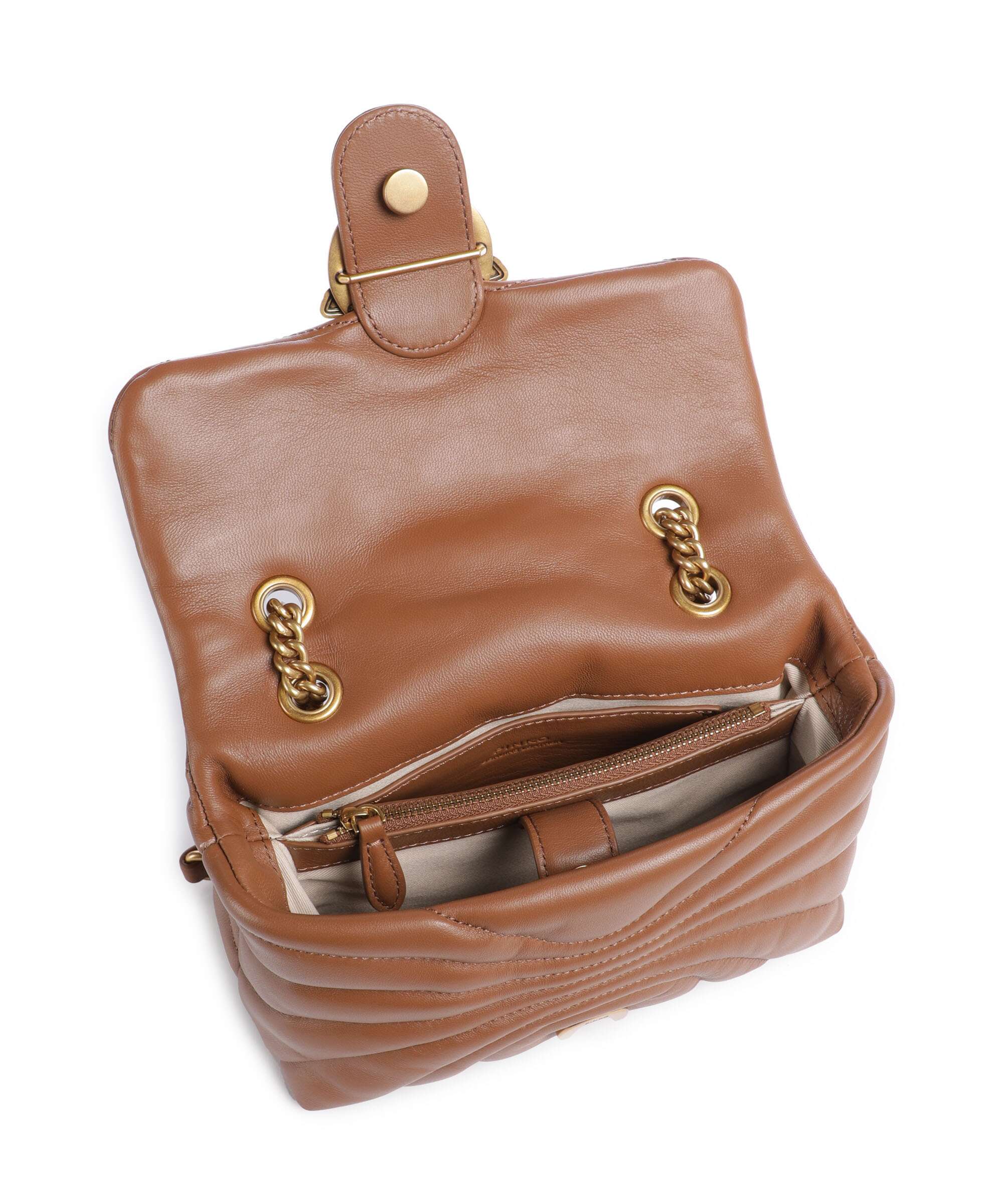 Pinko Love Puff Mini Shoulder bag marrone/leone/antique gold