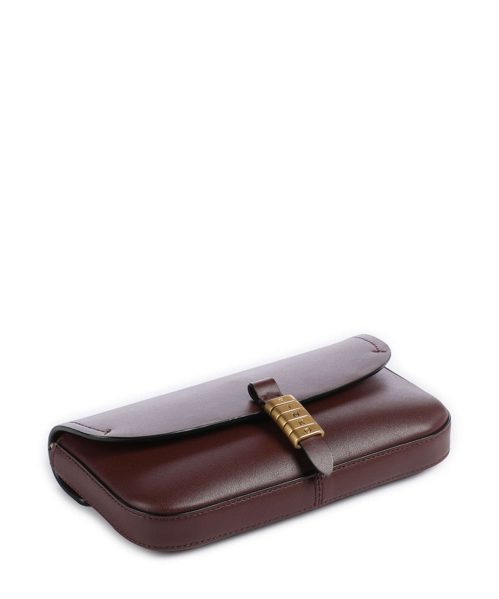 Pinko Saddle Flat Crossbody bag rosso vino/antique gold