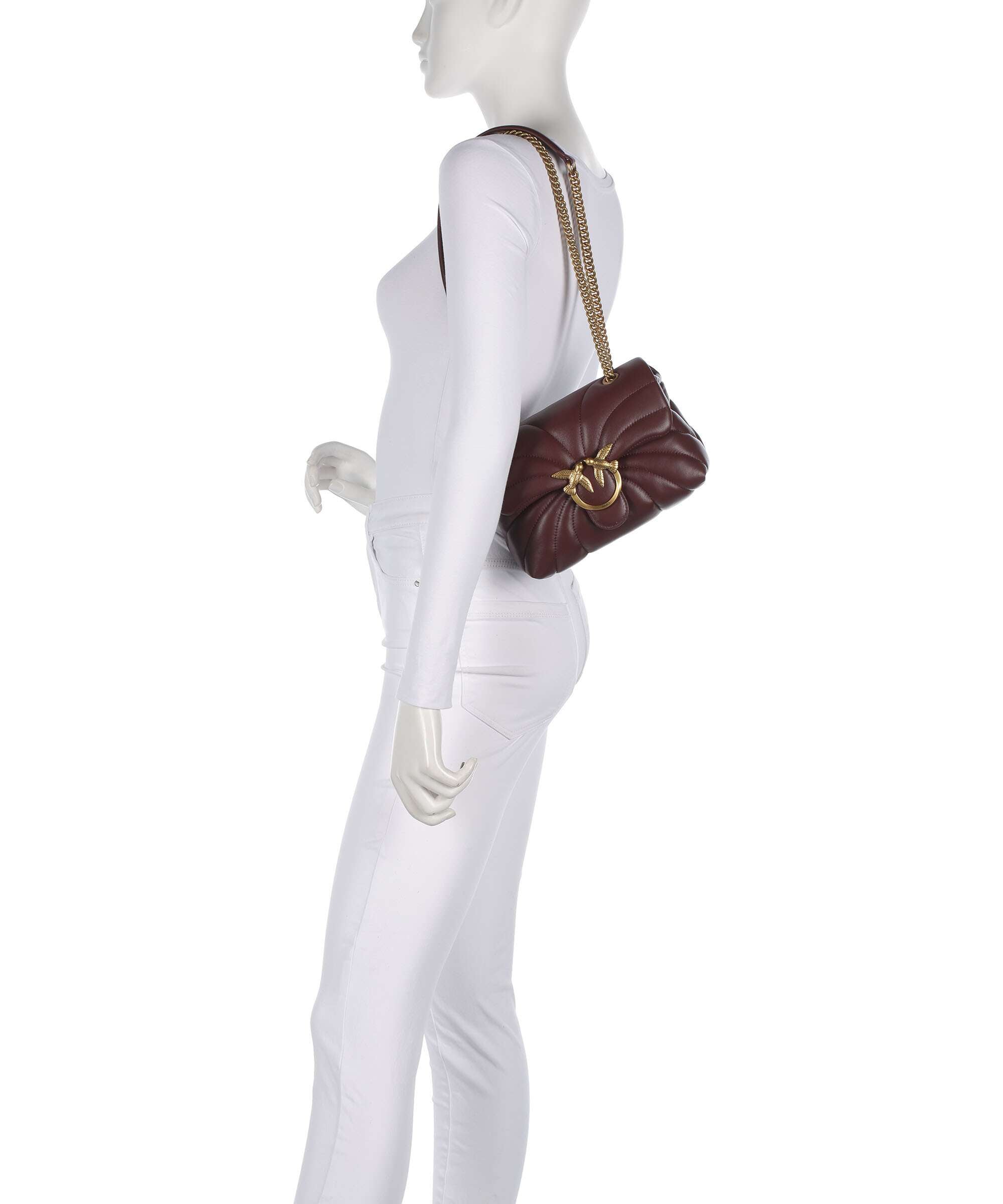 Pinko Love Puff Mini Shoulder bag burgundy wine/antique gold
