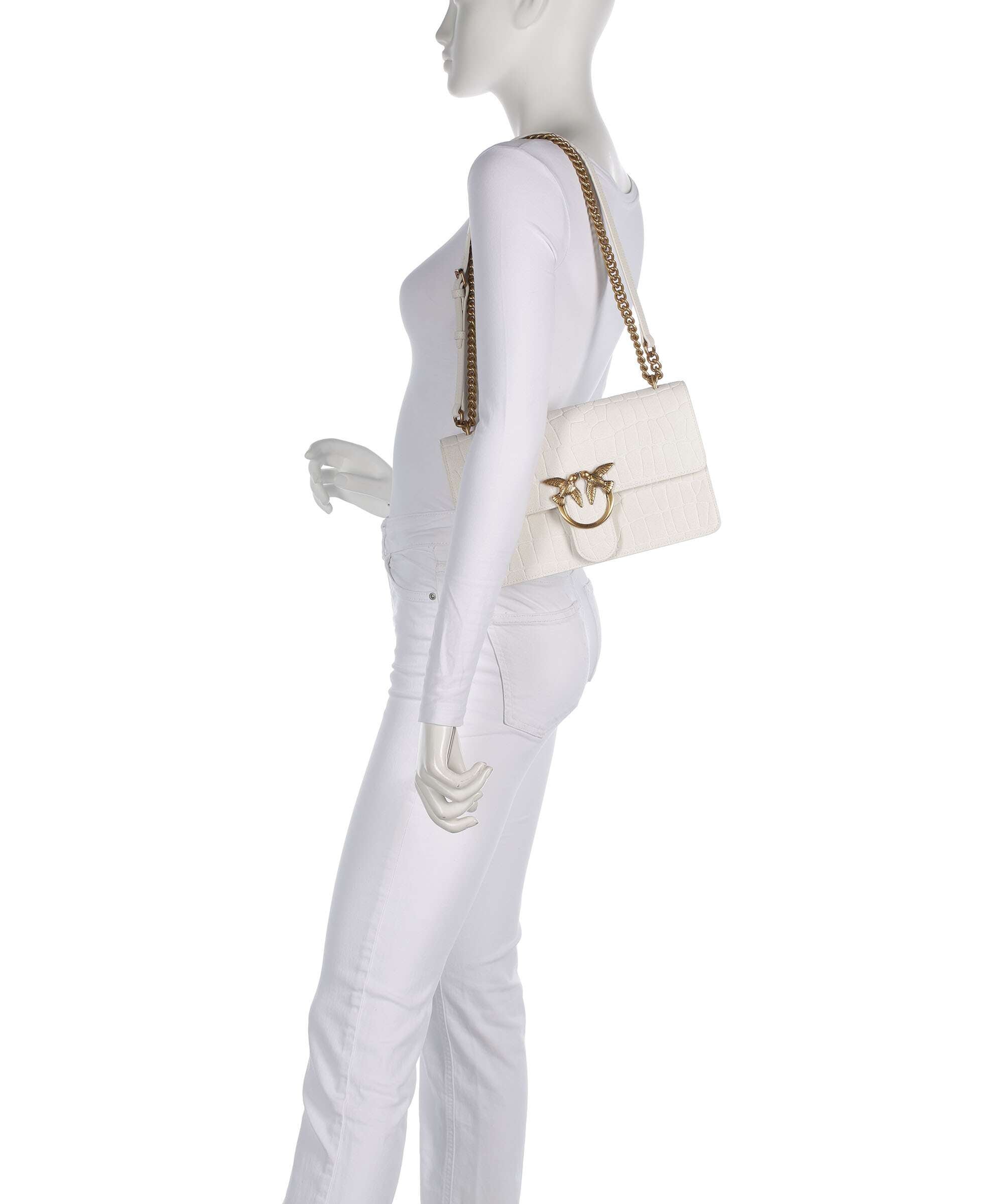 Pinko Love One Classic Shoulder bag bianco nembo/antique gold