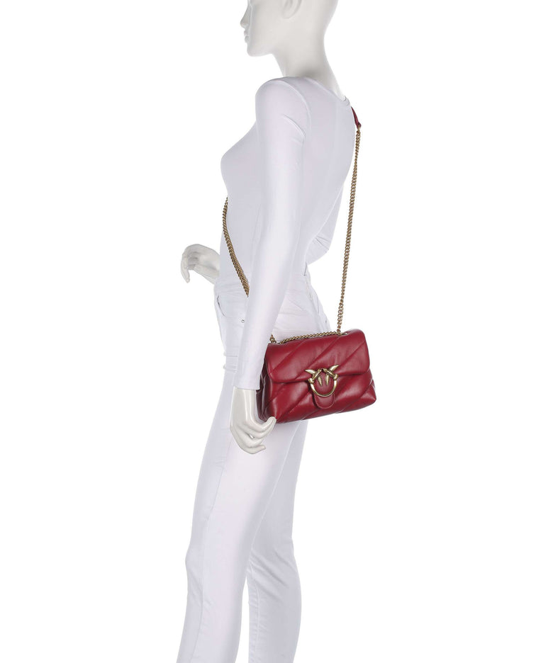 Pinko Love Puff Mini Shoulder bag rosso scuro/antique gold