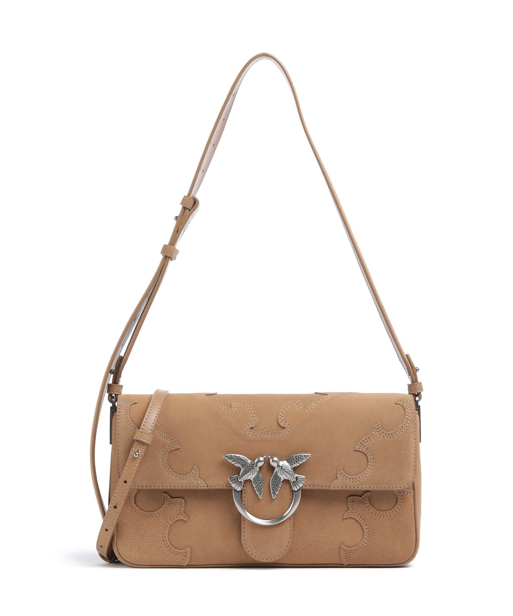 Pinko Love One Classic Slouchy Shoulder bag beige/scoiattolo/old silver