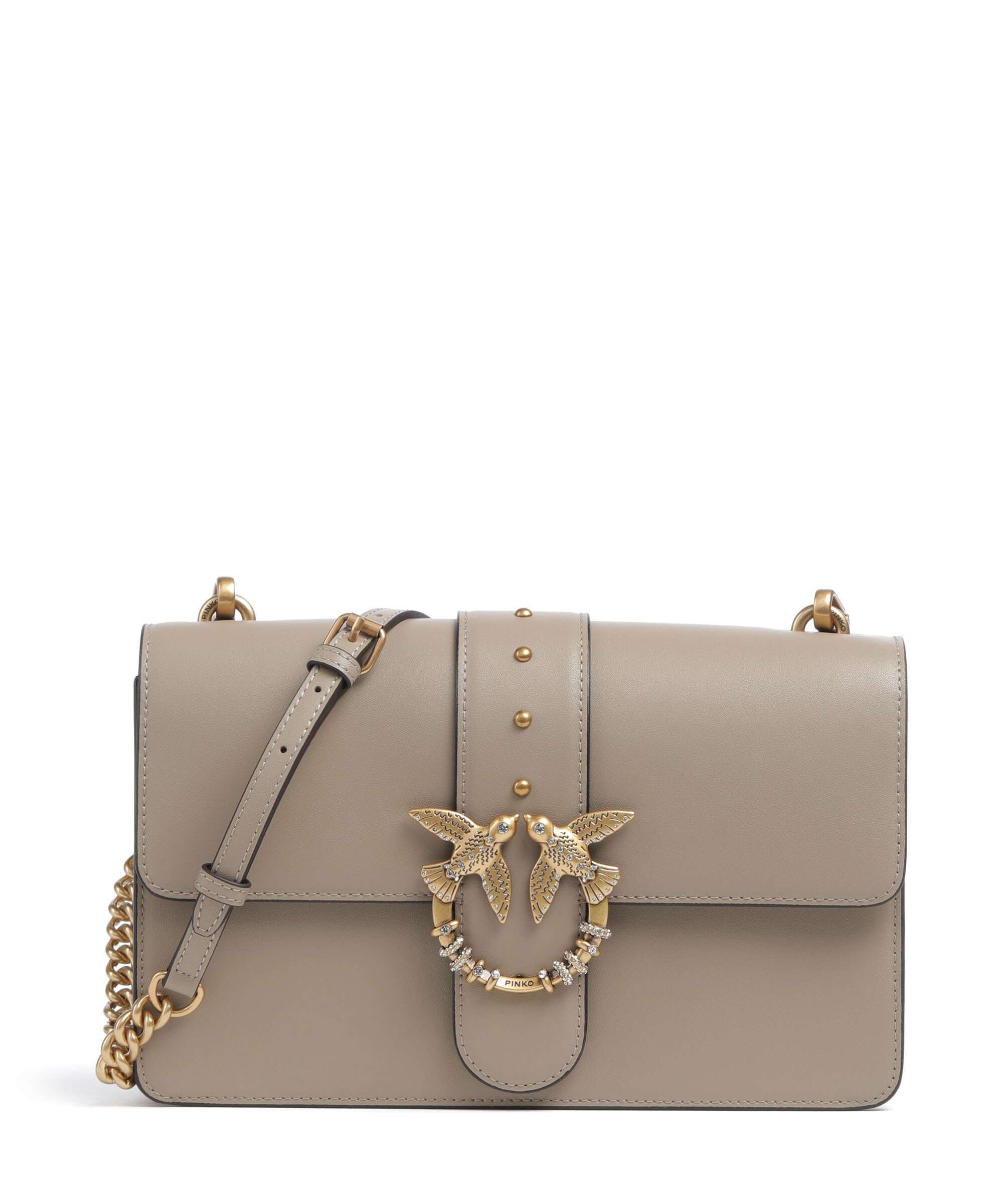 Pinko Love One Classic New Buckle Crossbody bag grigio talpa/antique gold