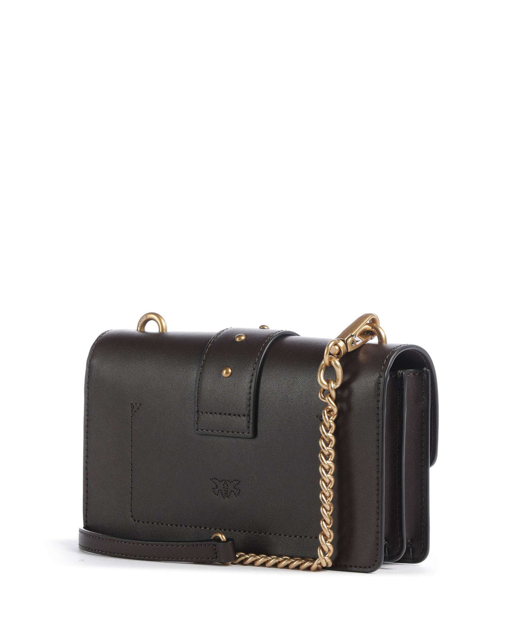 Pinko Love One Mini New Buckle Crossbody bag marrone marasca/antique gold