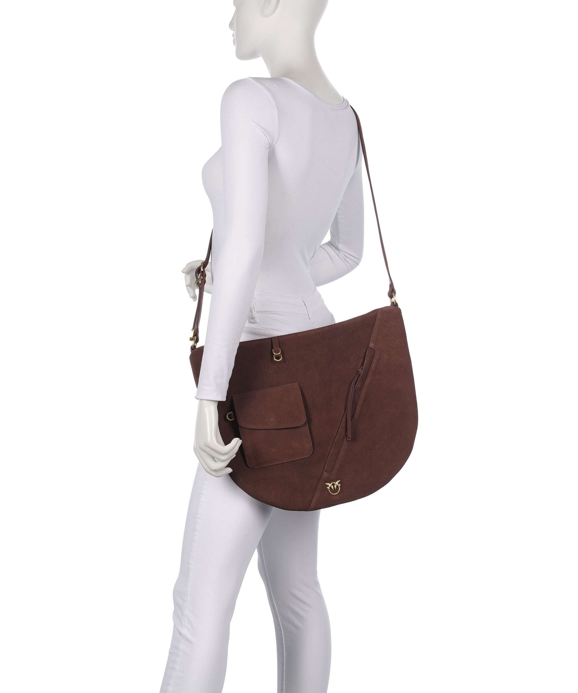 Pinko Luna Big Hobo bag castano intenso/matt gold