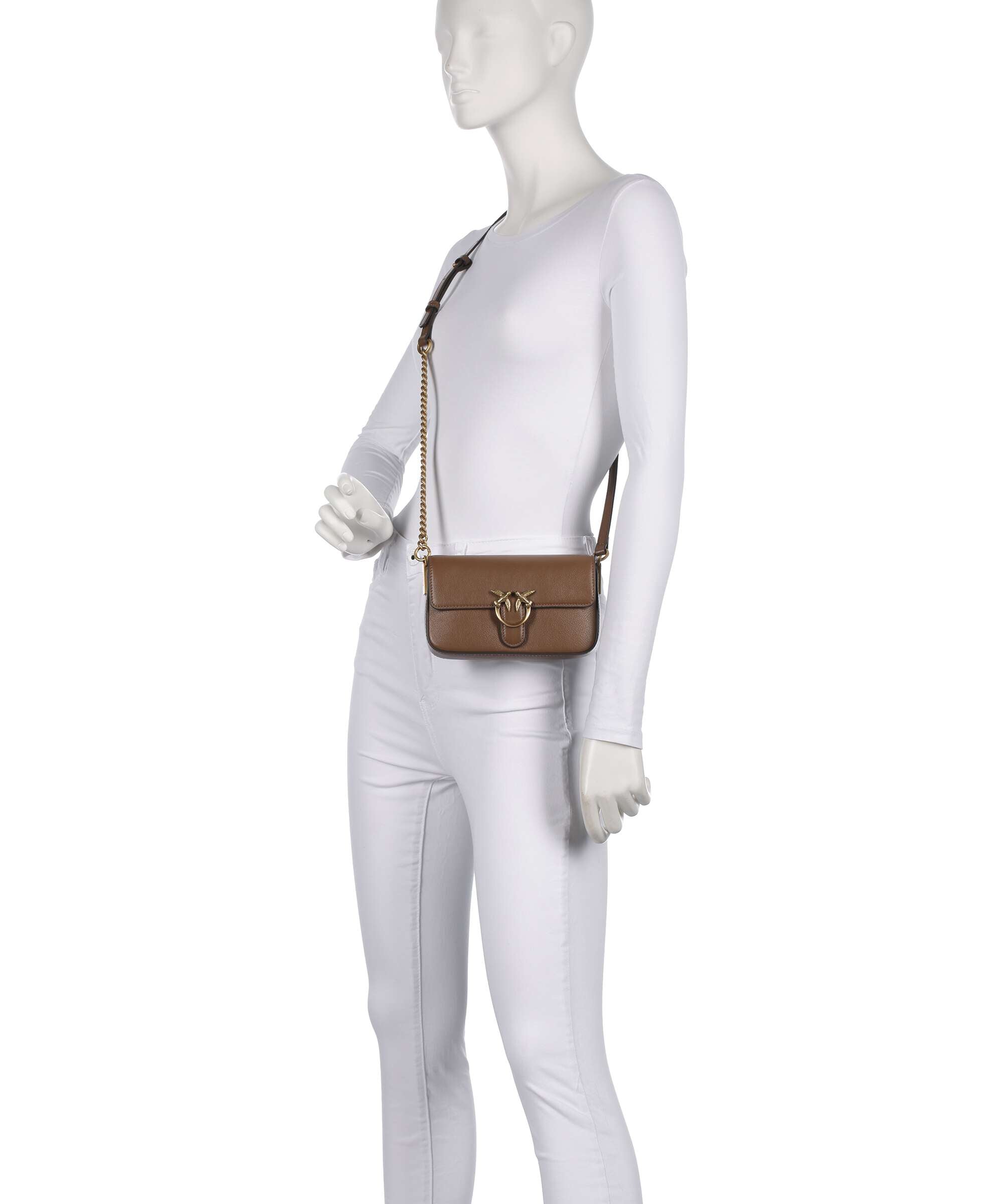 Pinko Love One Baby Slouchy Crossbody bag marrone cognac/antique gold