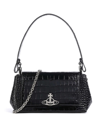 Vivienne Westwood Hazel Embossed Croc Medium Torba preko ramena black