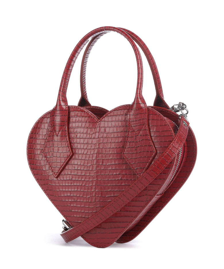 Vivienne Westwood Josephine Heart Embossed Croc Mini Handbag red