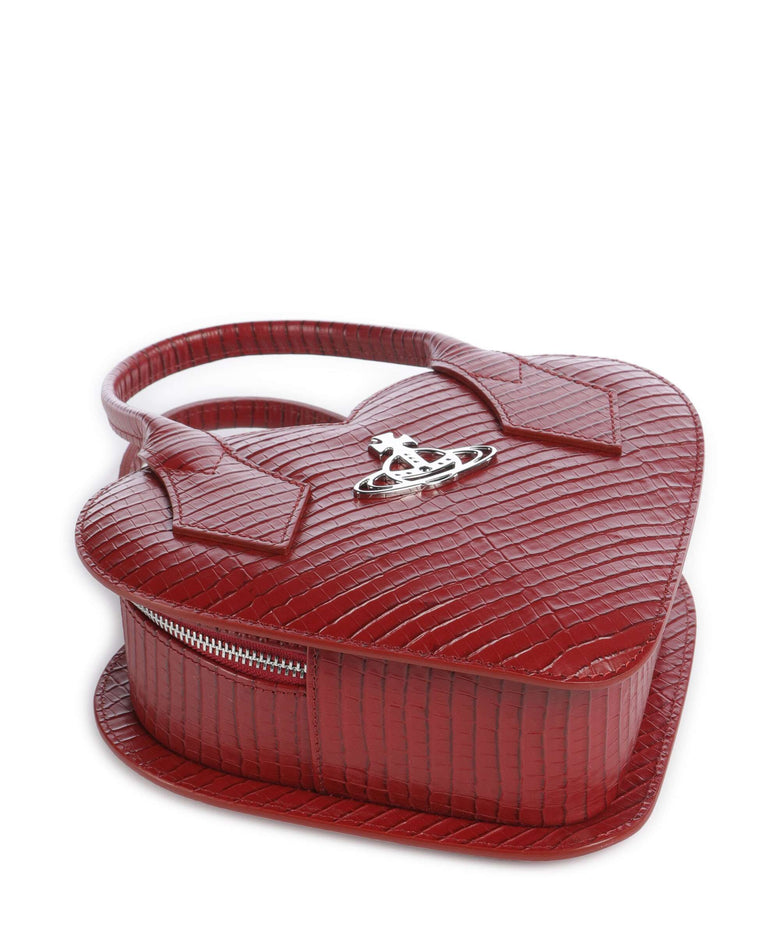 Vivienne Westwood Josephine Heart Embossed Croc Mini Handbag red