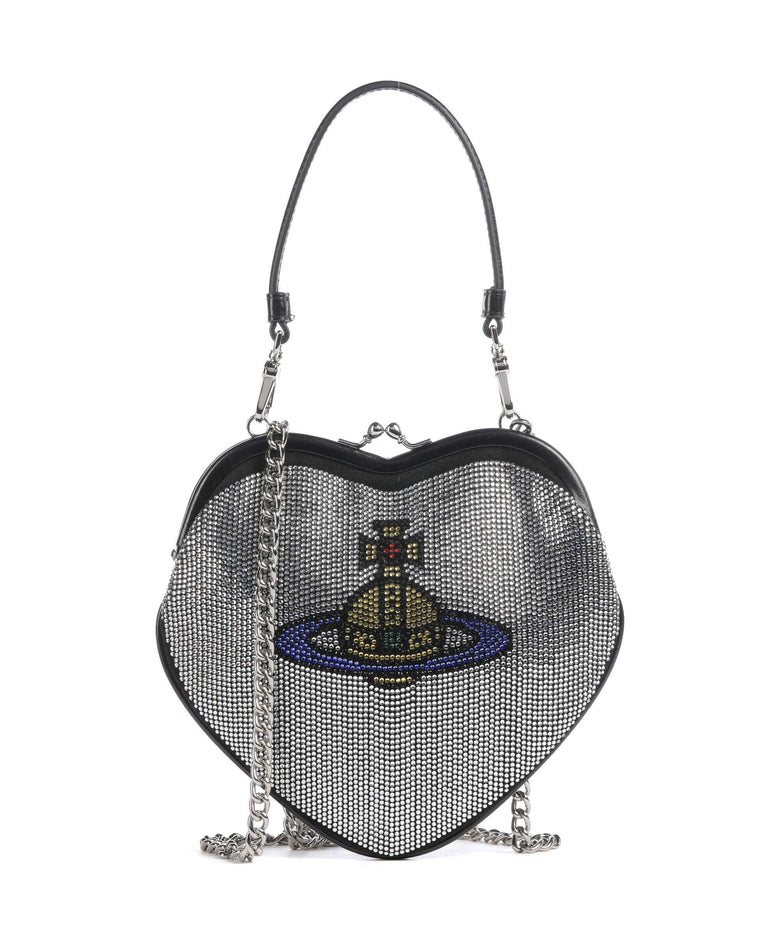 Vivienne Westwood Belle Heart Frame Diamante Crossbody bag silver