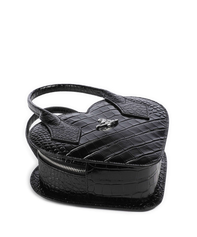 Vivienne Westwood Josephine Heart Embossed Croc Handbag black