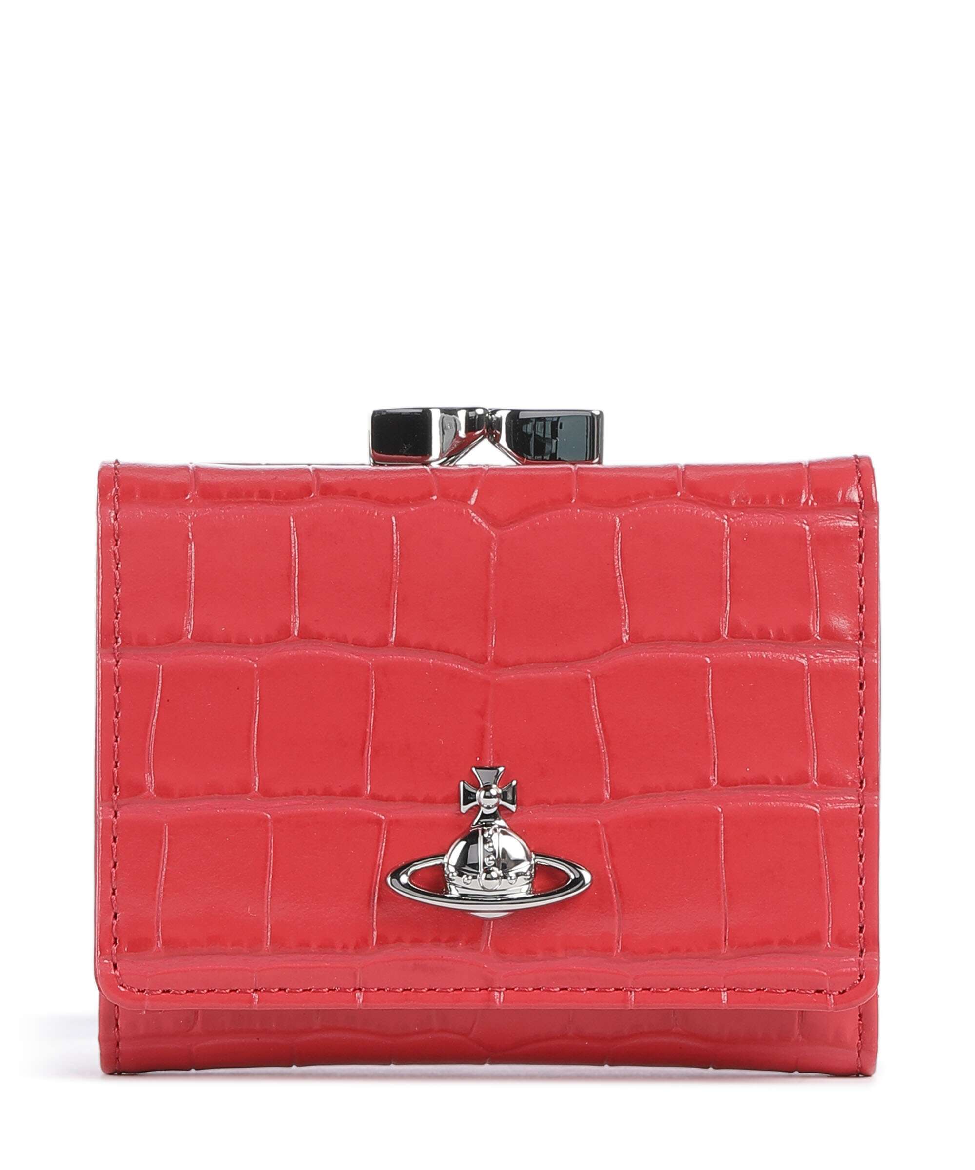 Vivienne Westwood Frame Embossed Croc Small Wallet coral