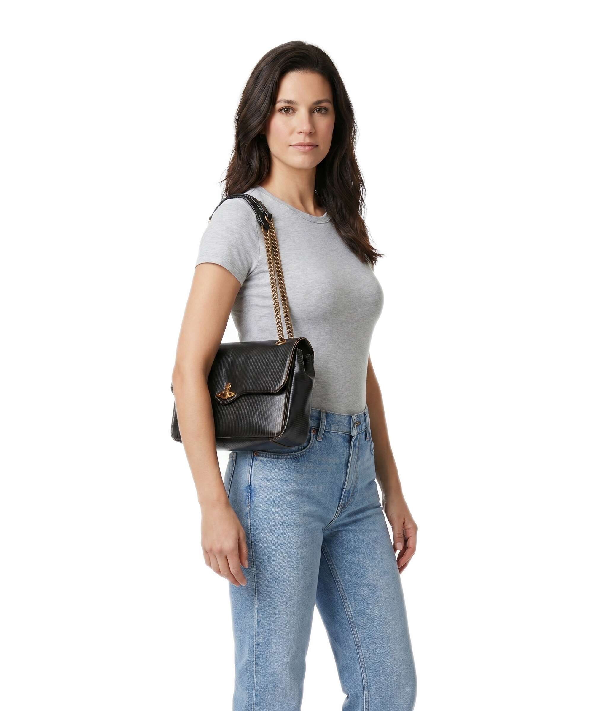 Vivienne Westwood Anita Laser Line Medium Shoulder bag black/beige