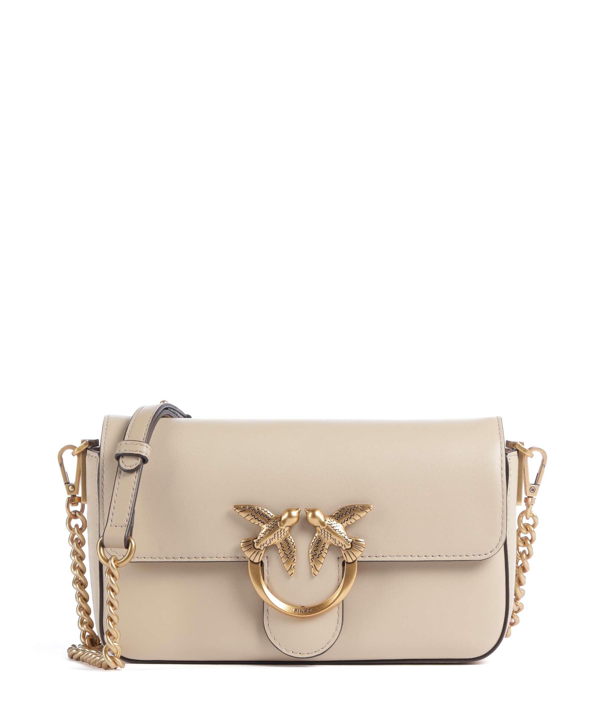 Pinko Love One Mini Slouchy Crossbody bag beige/grigio fumo/antique gold