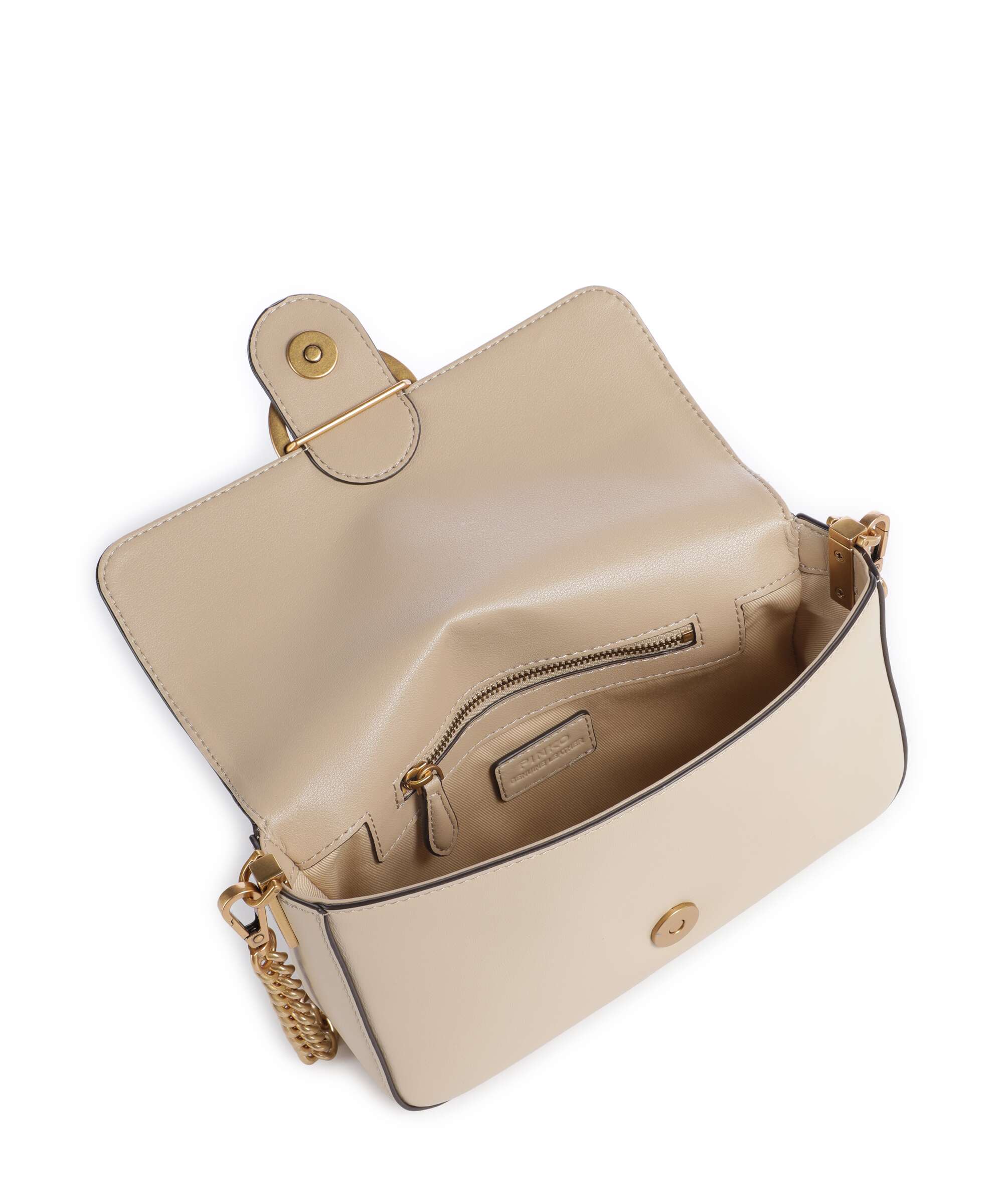 Pinko Love One Mini Slouchy Crossbody bag beige/grigio fumo/antique gold