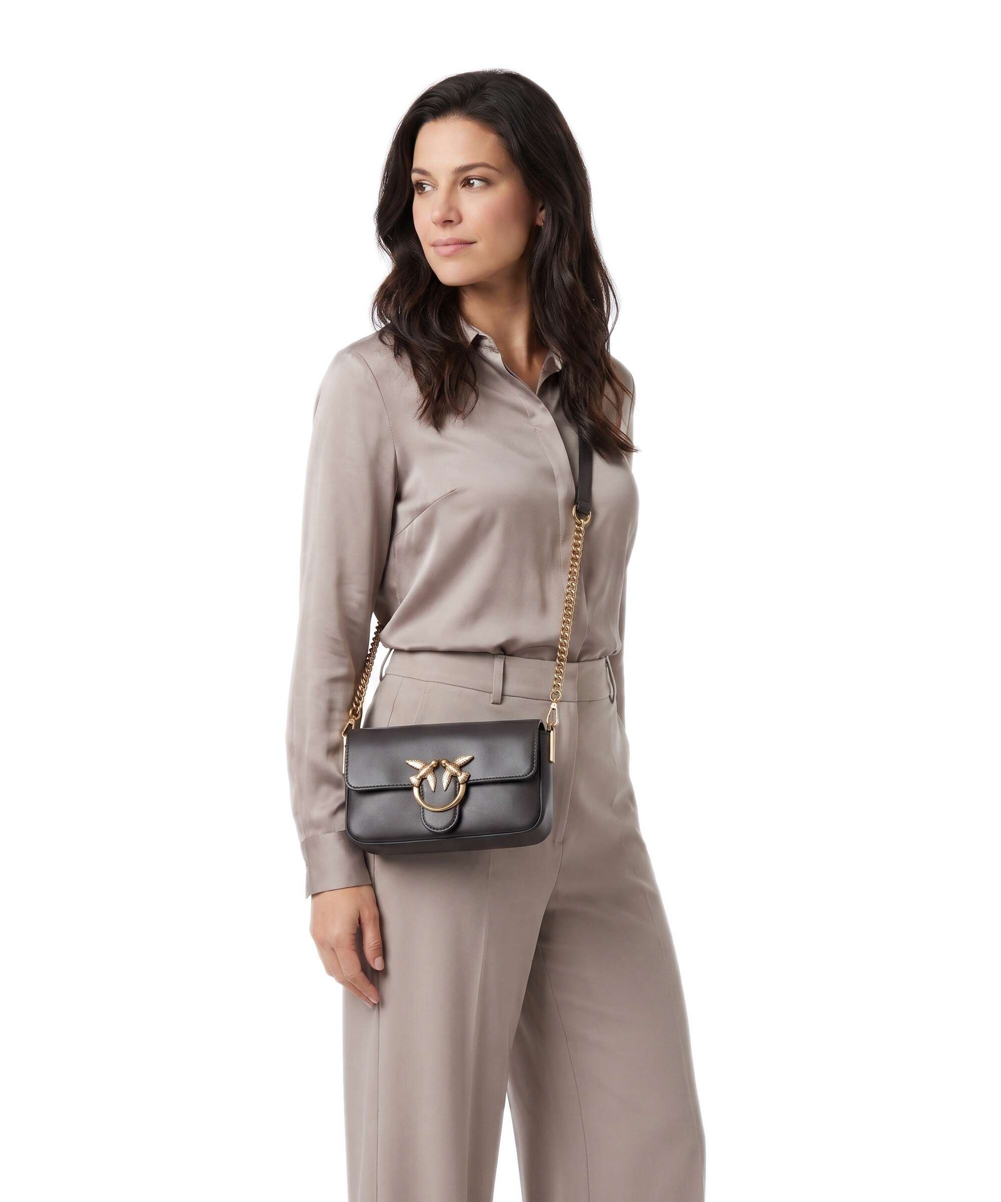 Pinko Love One Mini Slouchy Crossbody bag marrone marasca/antique gold