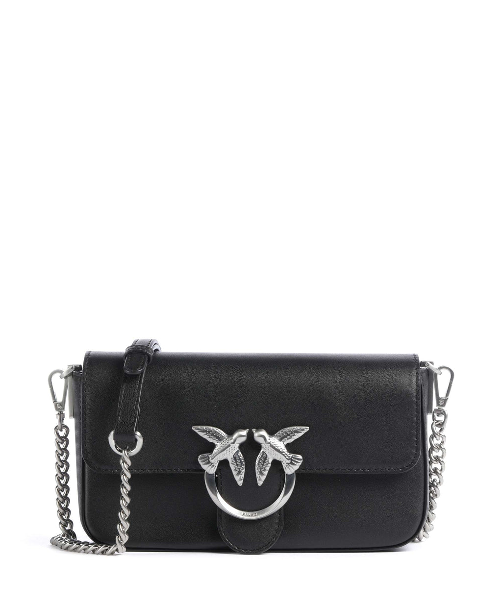 Pinko Love One Mini Slouchy Crossbody bag nero limousine/matt silver