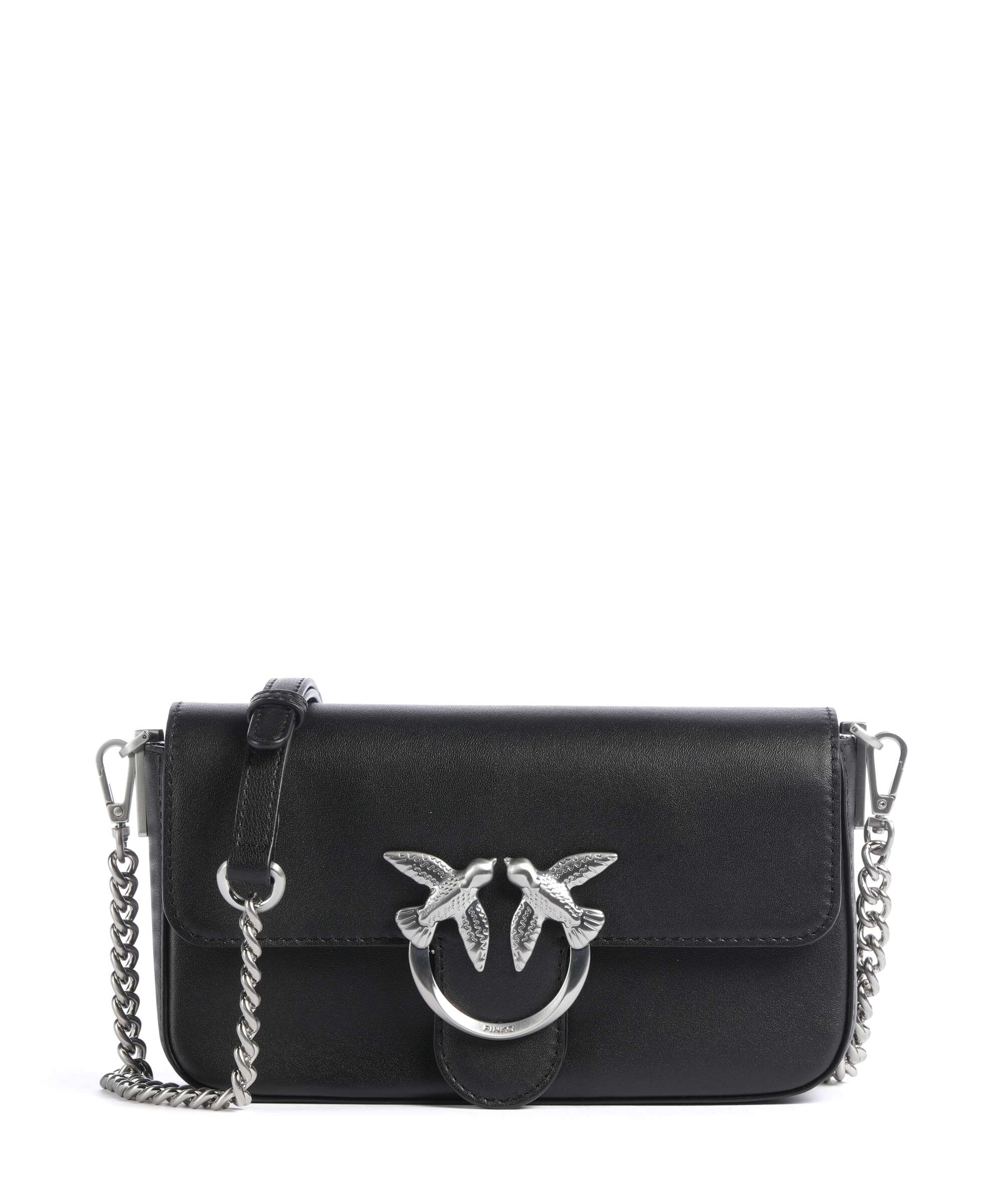 Pinko Love One Mini Slouchy Crossbody bag nero limousine/matt silver