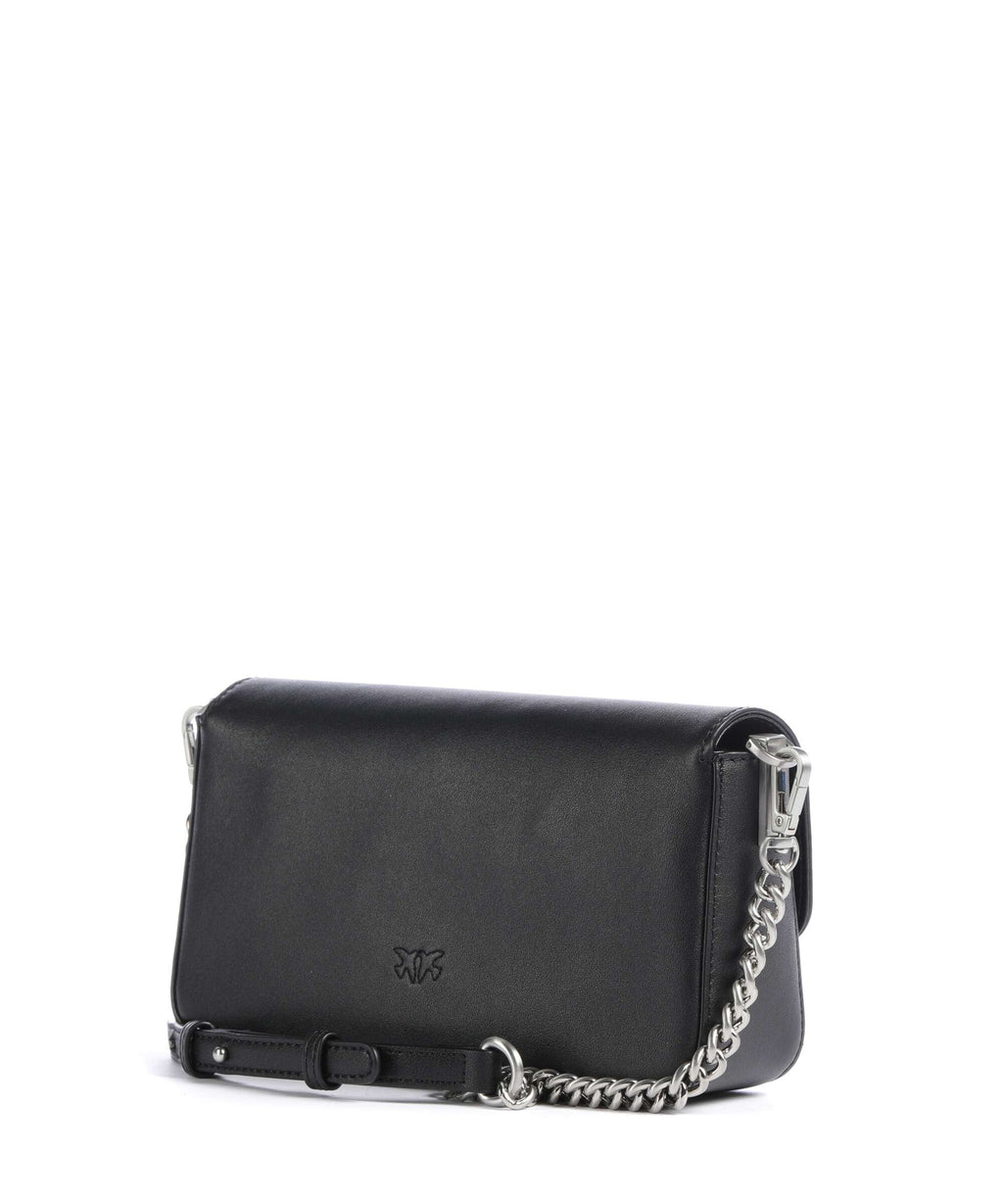 Pinko Love One Mini Slouchy Crossbody bag nero limousine/matt silver