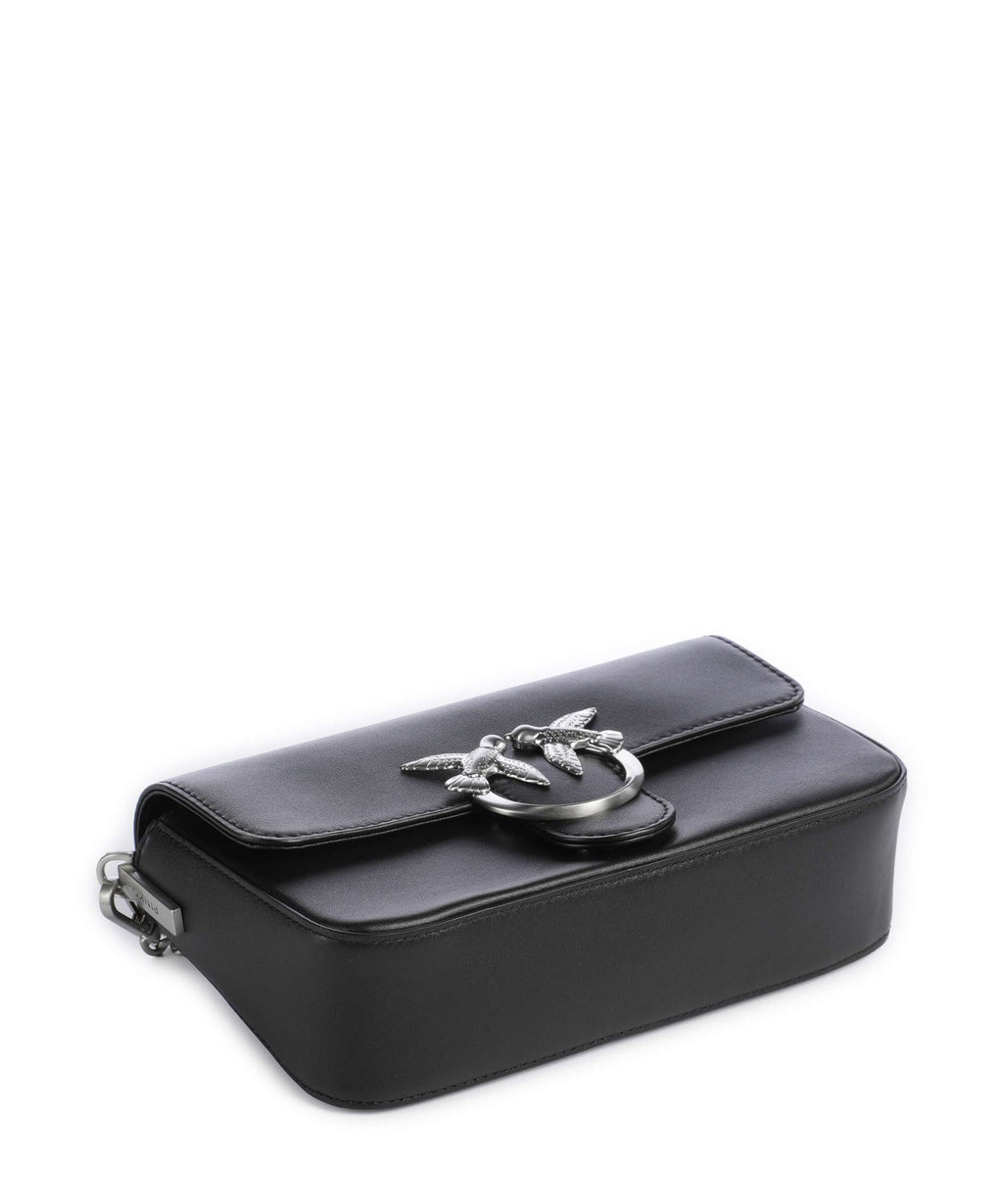 Pinko Love One Mini Slouchy Crossbody bag nero limousine/matt silver