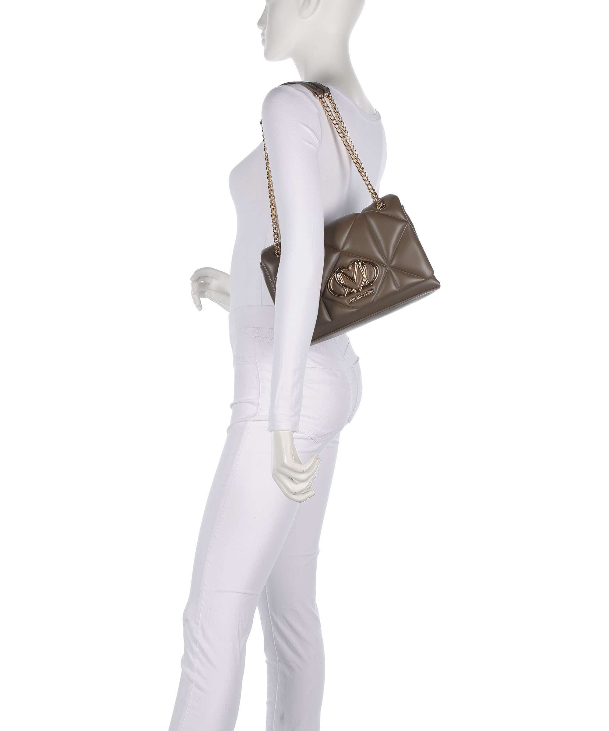 Love Moschino Embossed Q Shoulder bag mud