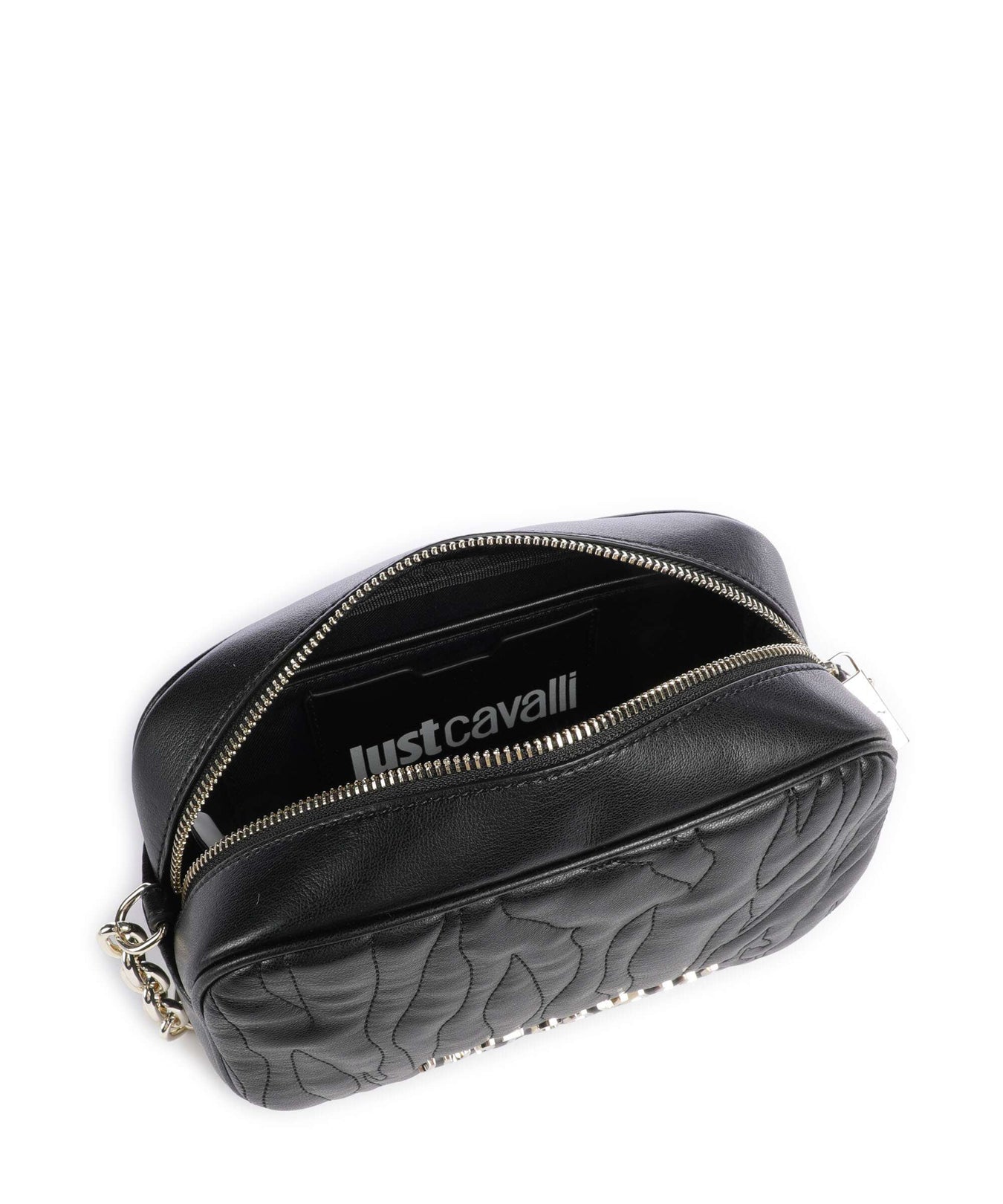 Just Cavalli Quilted Zebra Crossbody bag black