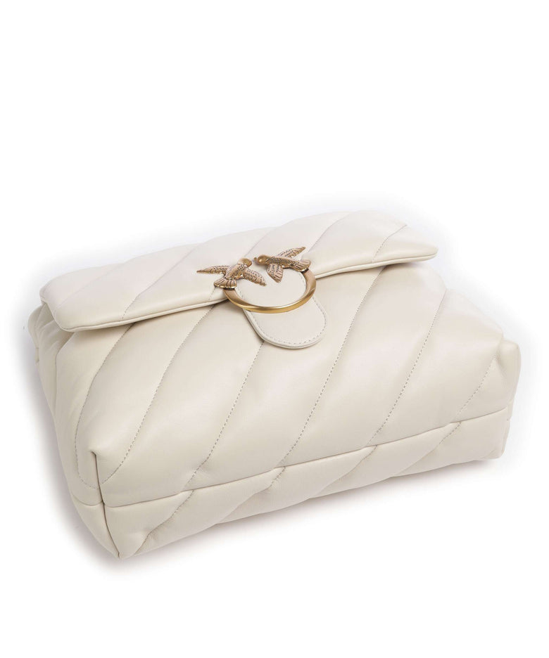 Pinko Love Puff Big Shoulder bag bianco seta/antique gold