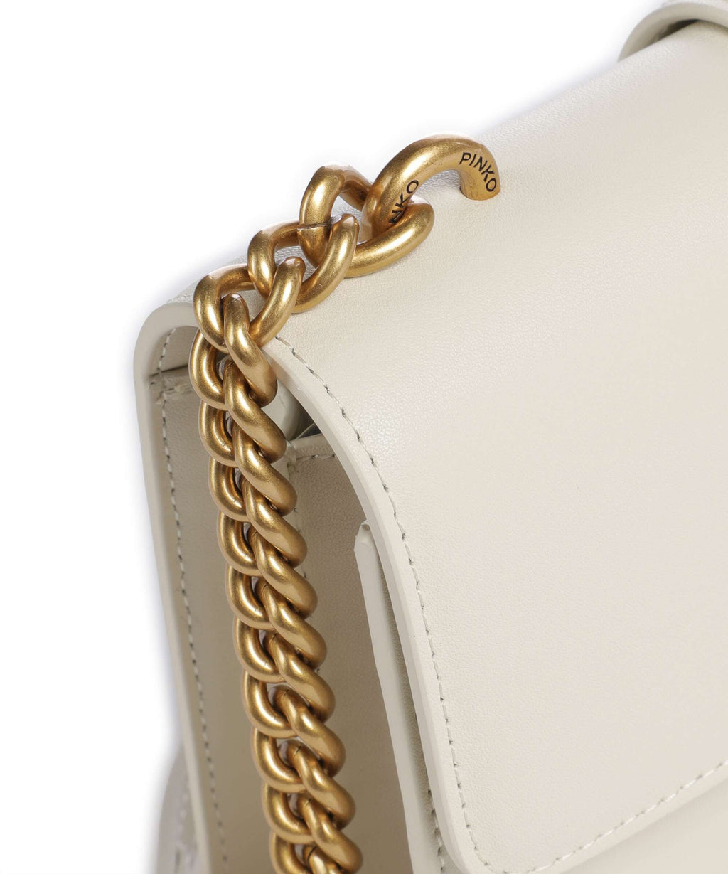 Pinko Love One Mini Crossbody bag bianco seta/antique gold