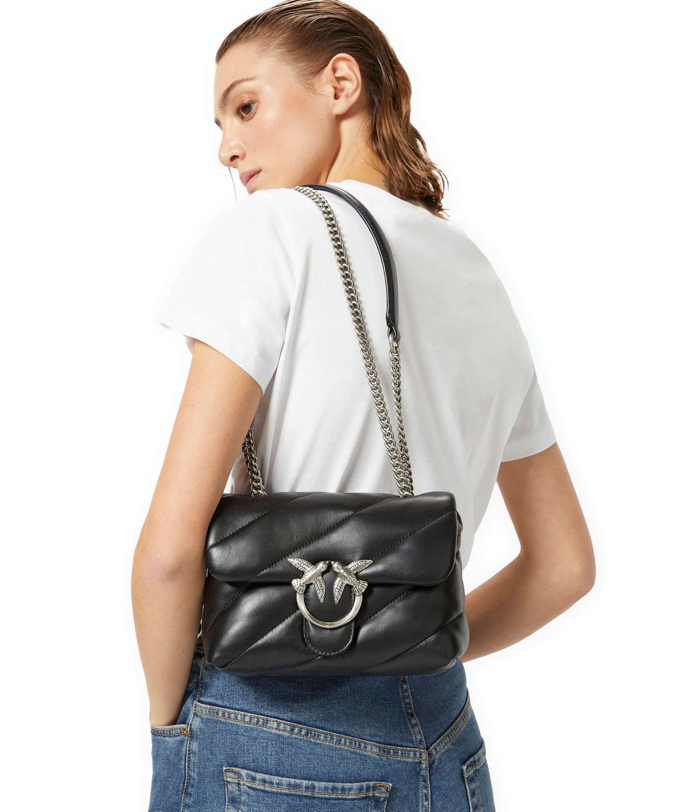 Pinko Love Puff Mini Shoulder bag nero/old silver