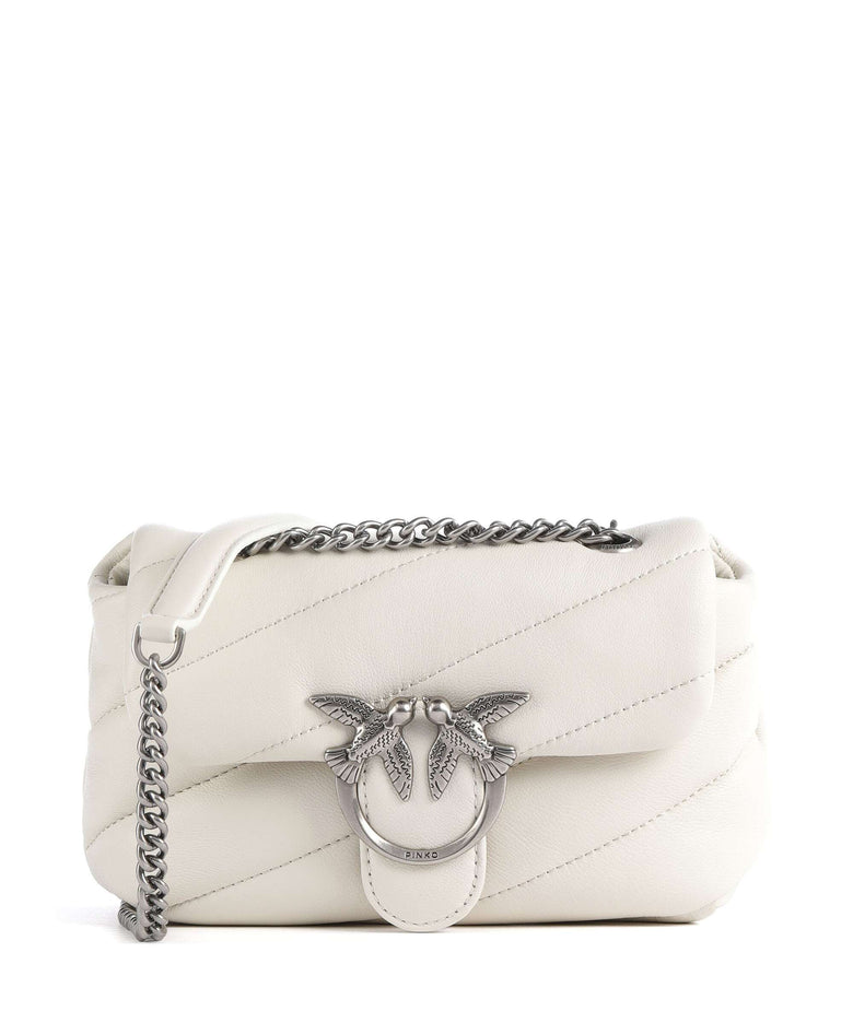 Pinko Love Puff Baby Shoulder bag bianco seta/old silver