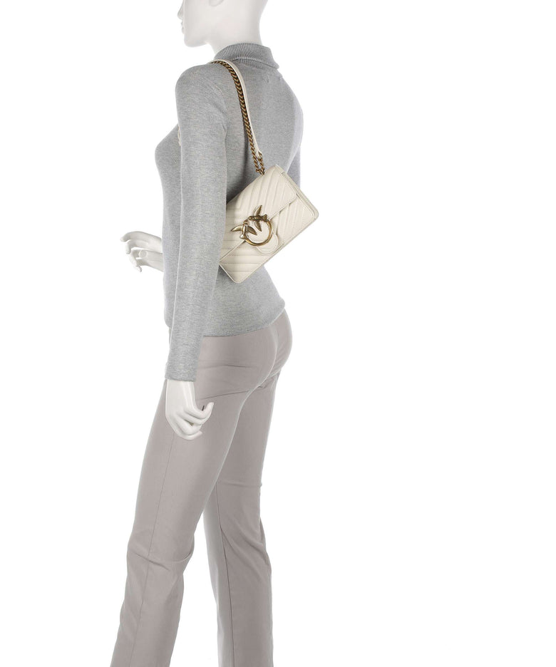 Pinko Love One Mini Shoulder bag bianco seta/antique gold