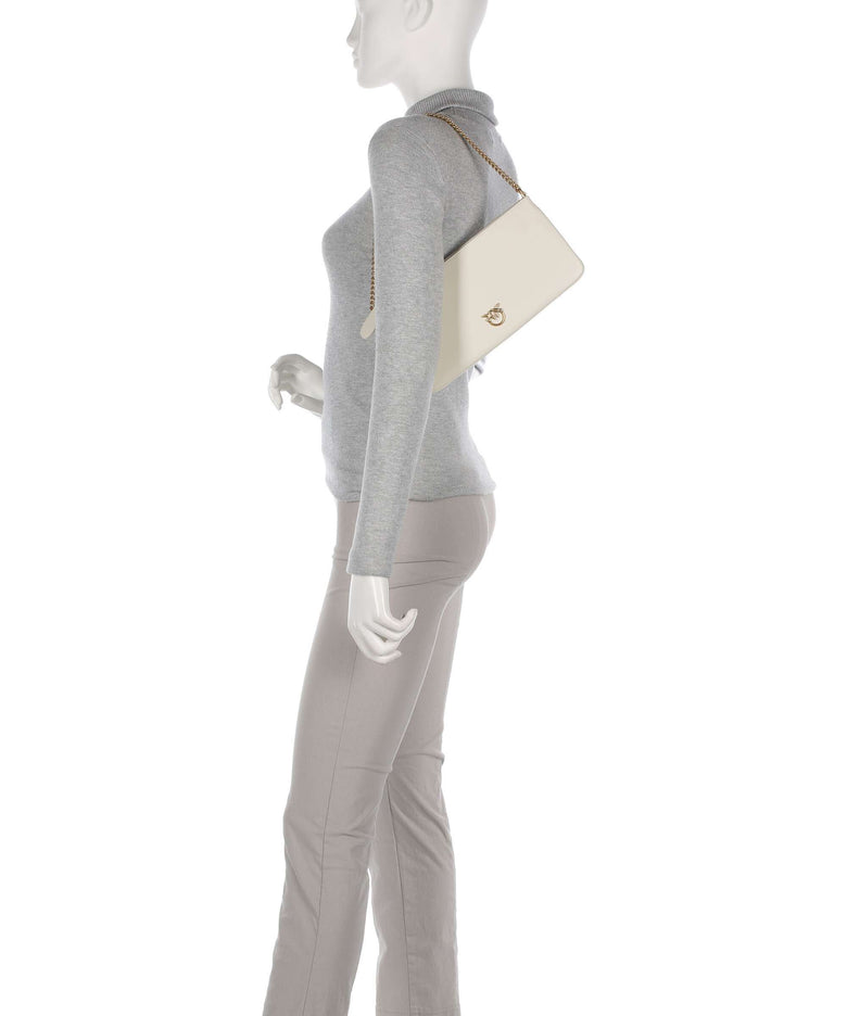 Pinko Flat Horizontal Shoulder bag bianco seta/antique gold