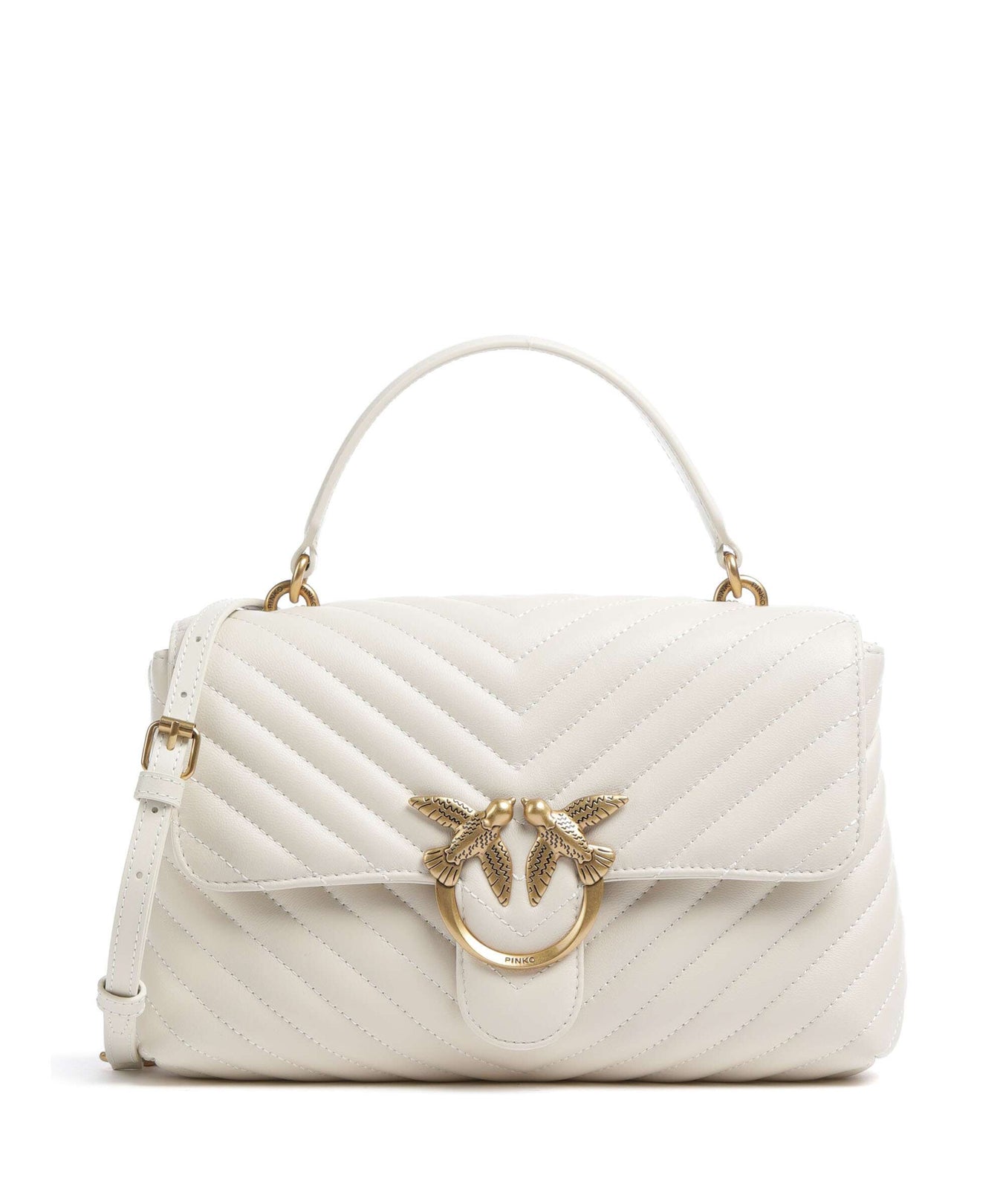 Pinko Love Lady Puff Classic Handbag bianco seta/antique gold