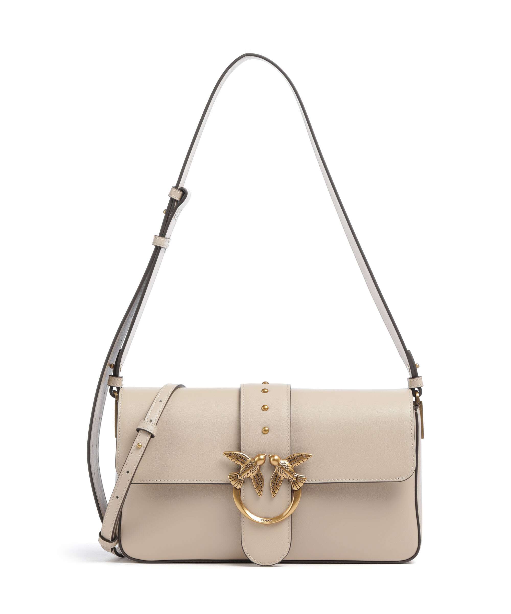 Pinko Love One Classic Slouchy Shoulder bag beige/grigio fumo/antique gold
