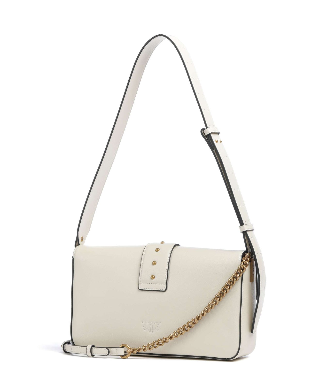 Pinko Love One Classic Slouchy Shoulder bag bianco seta/antique gold