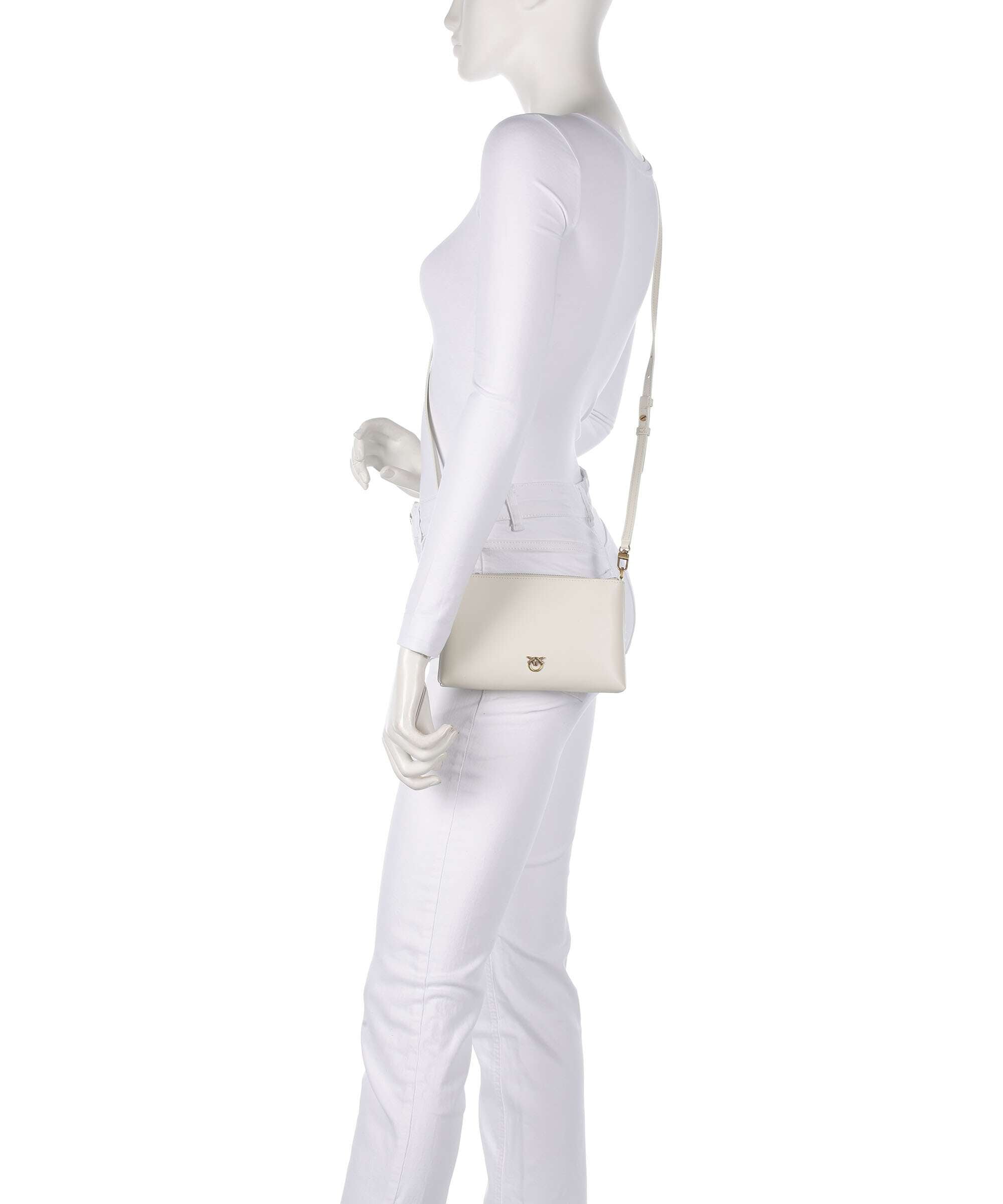 Pinko Flat Mini Crossbody bag bianco seta/antique gold