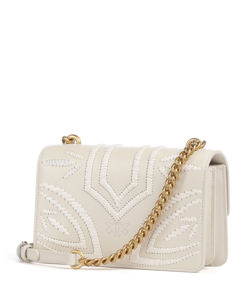 Pinko Love One Mini Crossbody bag bianco seta/antique gold