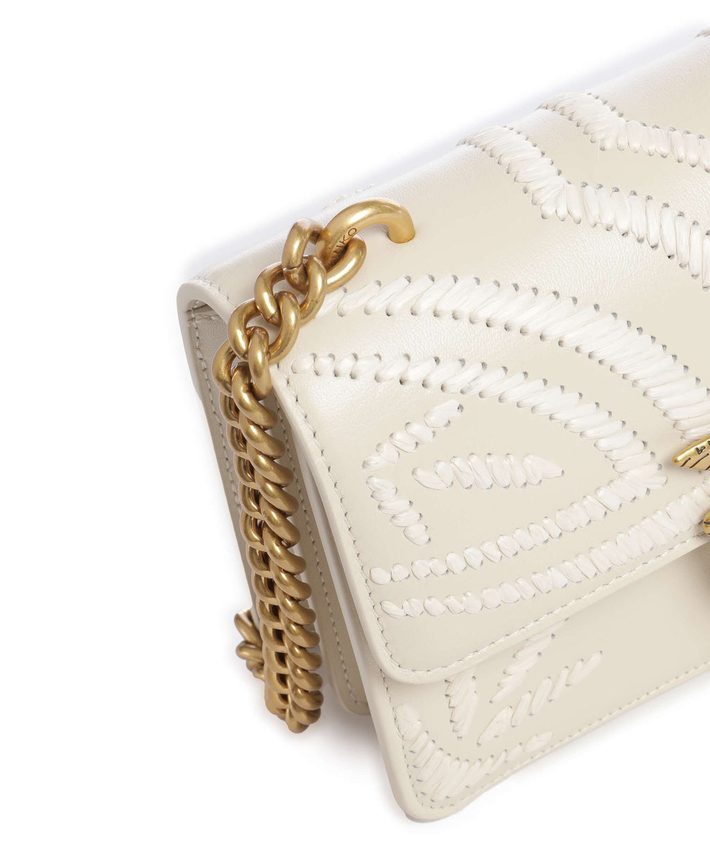 Pinko Love One Mini Crossbody bag bianco seta/antique gold