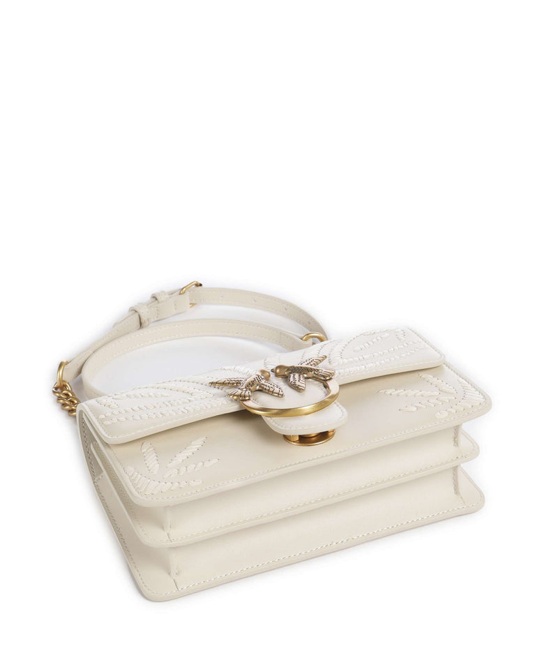 Pinko Love One Mini Crossbody bag bianco seta/antique gold
