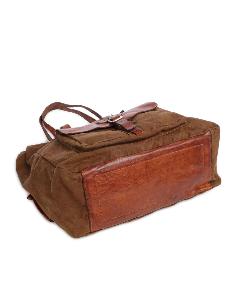 Campomaggi Tote bag verde militare/cognac