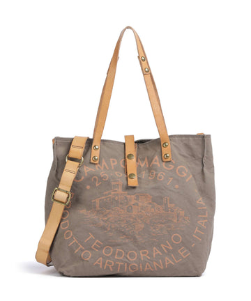 Campomaggi Shopper verde militare/naturale/albicocca