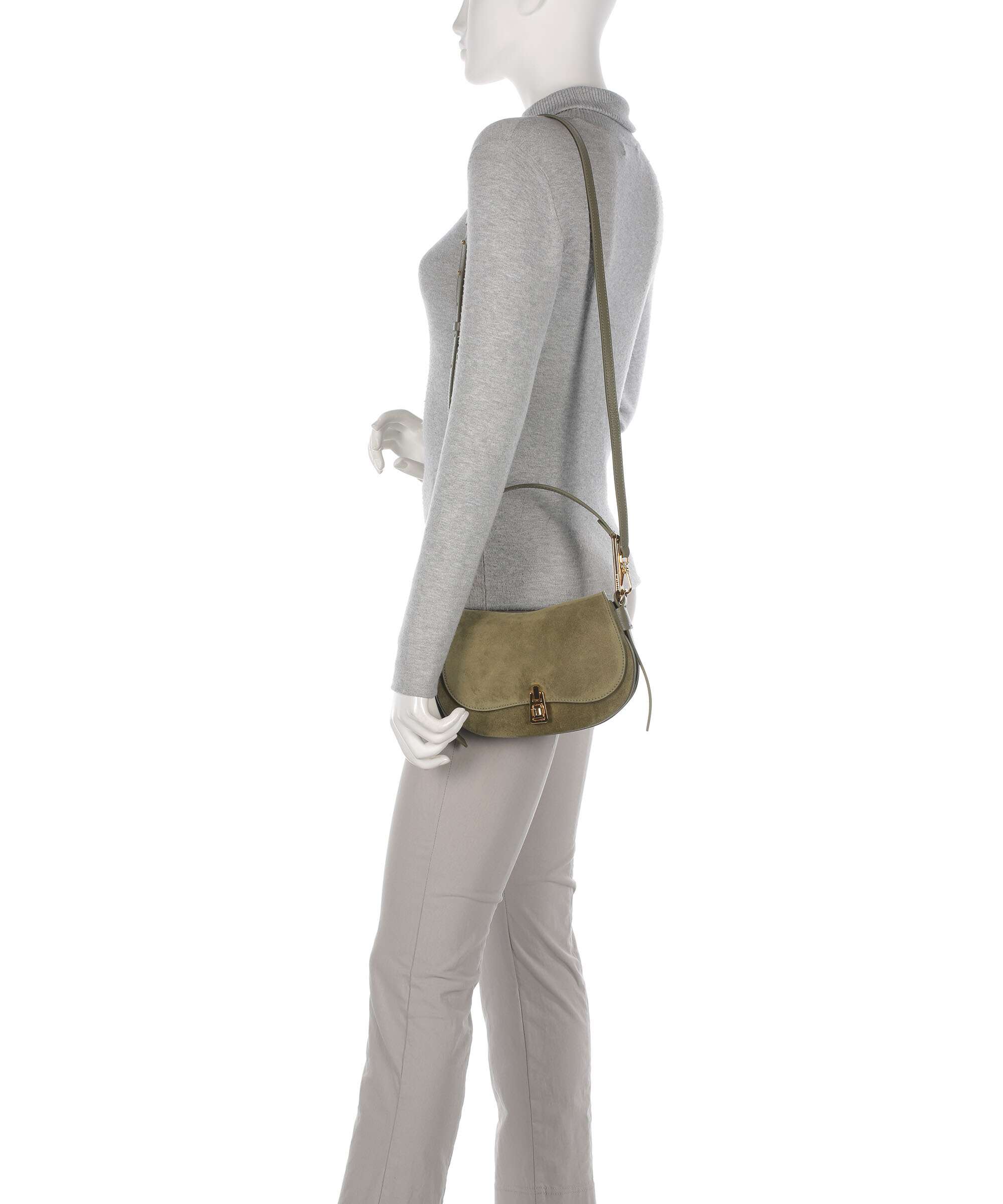 Coccinelle Magie Suede Shoulder bag laurel green