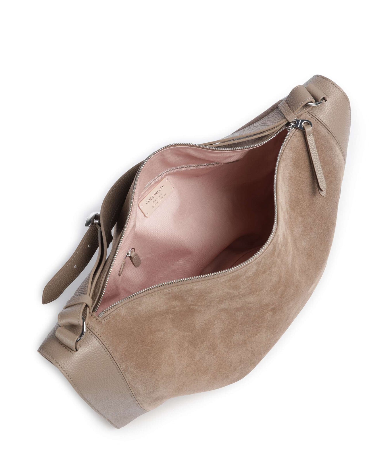 Coccinelle Elinor Suede Hobo bag warm taupe