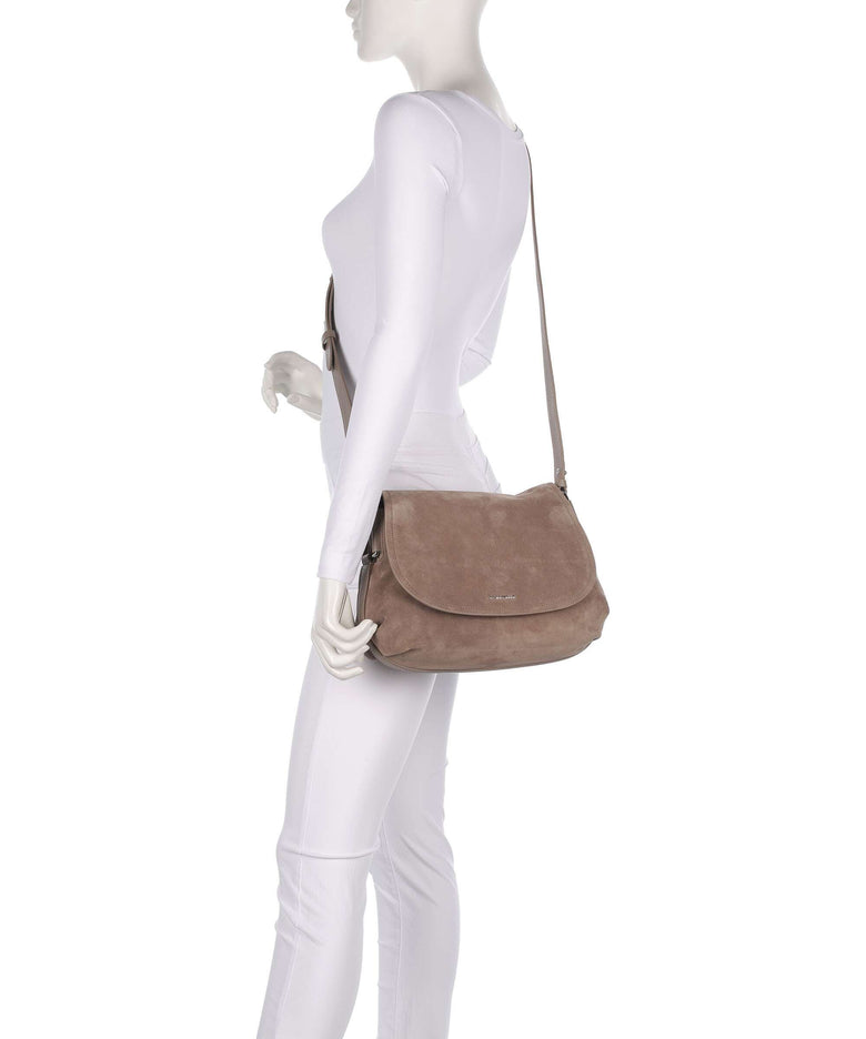 Coccinelle Rebekka Suede Shoulder bag warm taupe