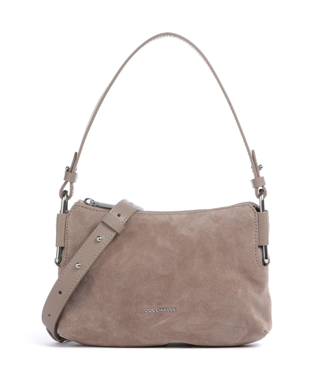 Coccinelle Rebekka Suede Shoulder bag warm taupe