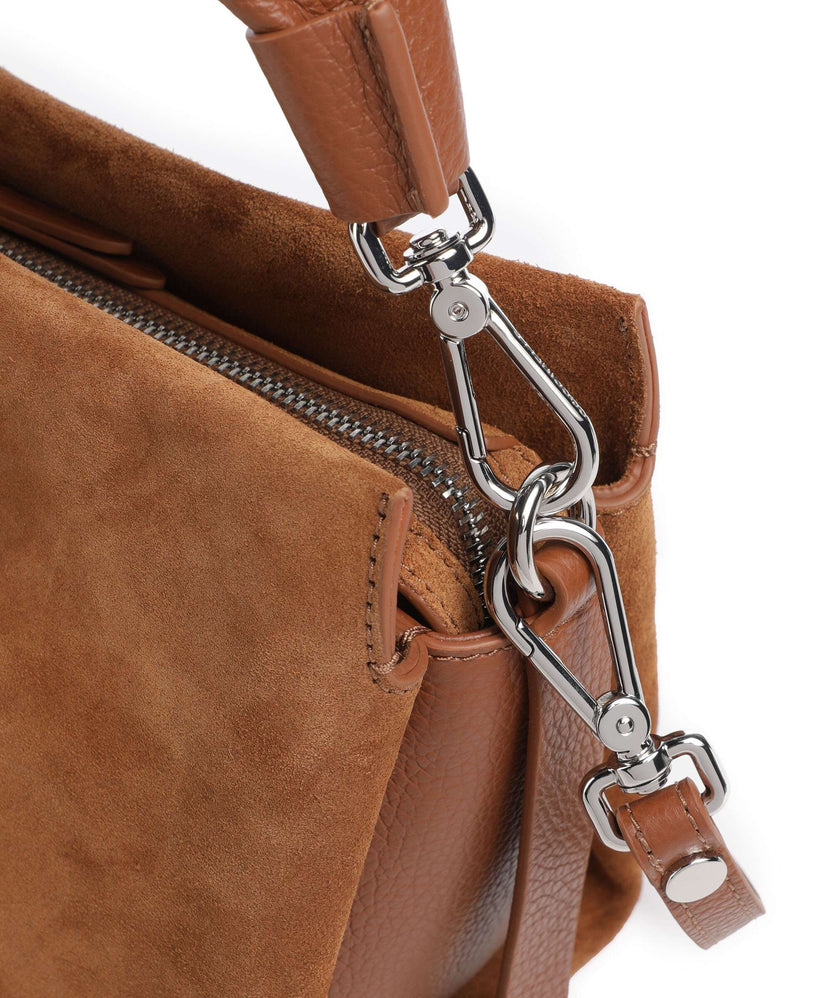 Coccinelle Boheme Suede Handbag cognac