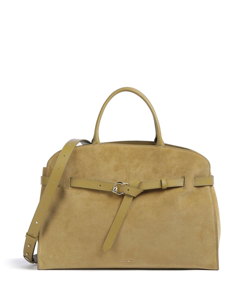 Coccinelle Sabine Suede Handbag seagrass