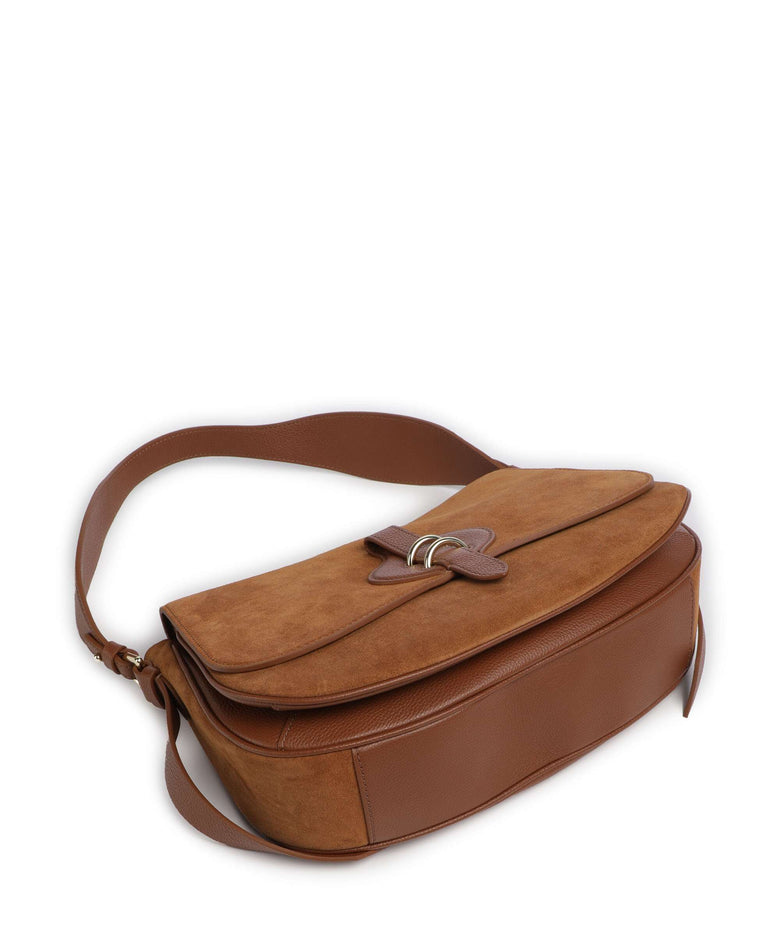Coccinelle Mavery Suede Shoulder bag cognac
