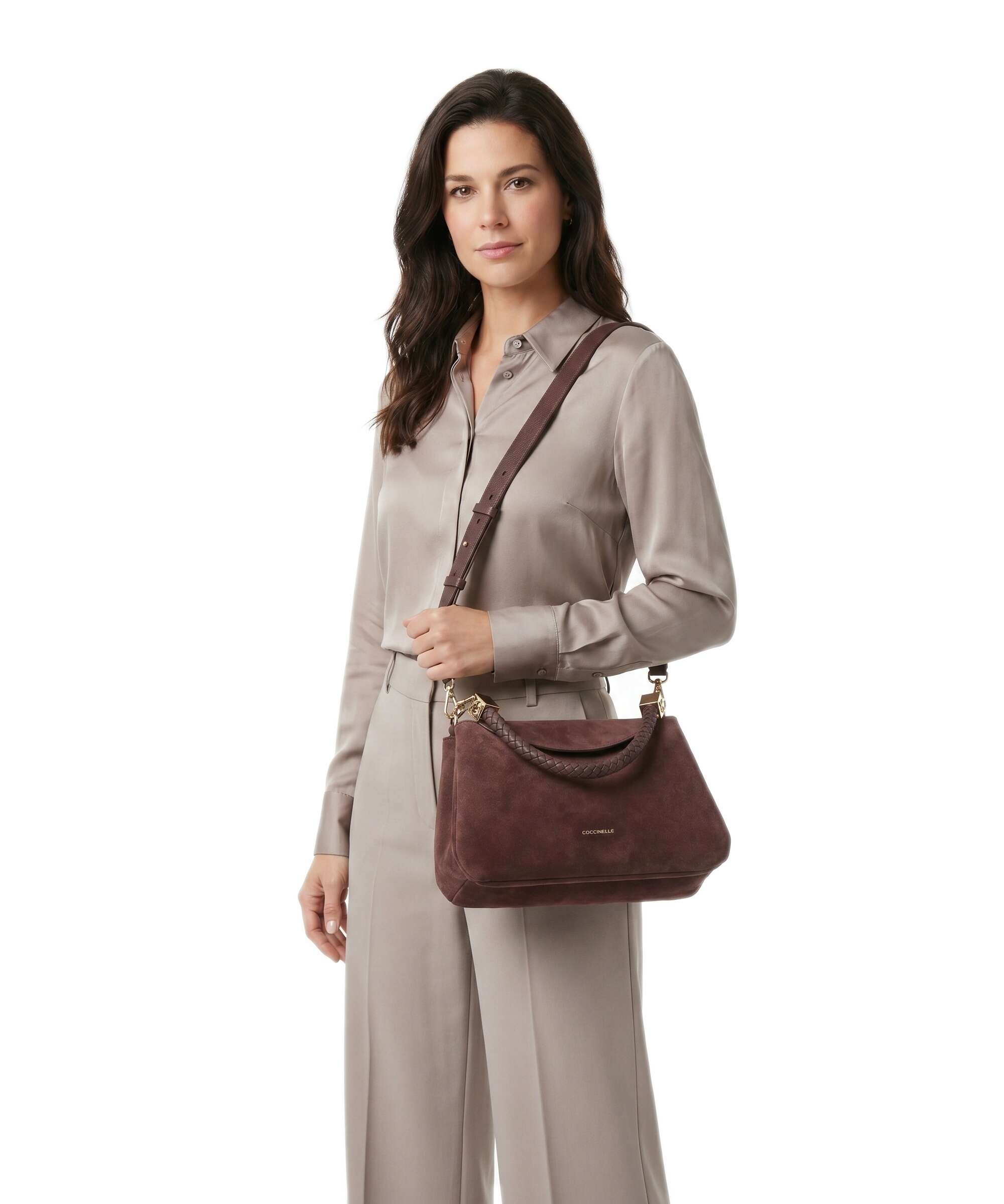 Coccinelle Tiggy Suede Shoulder bag berry