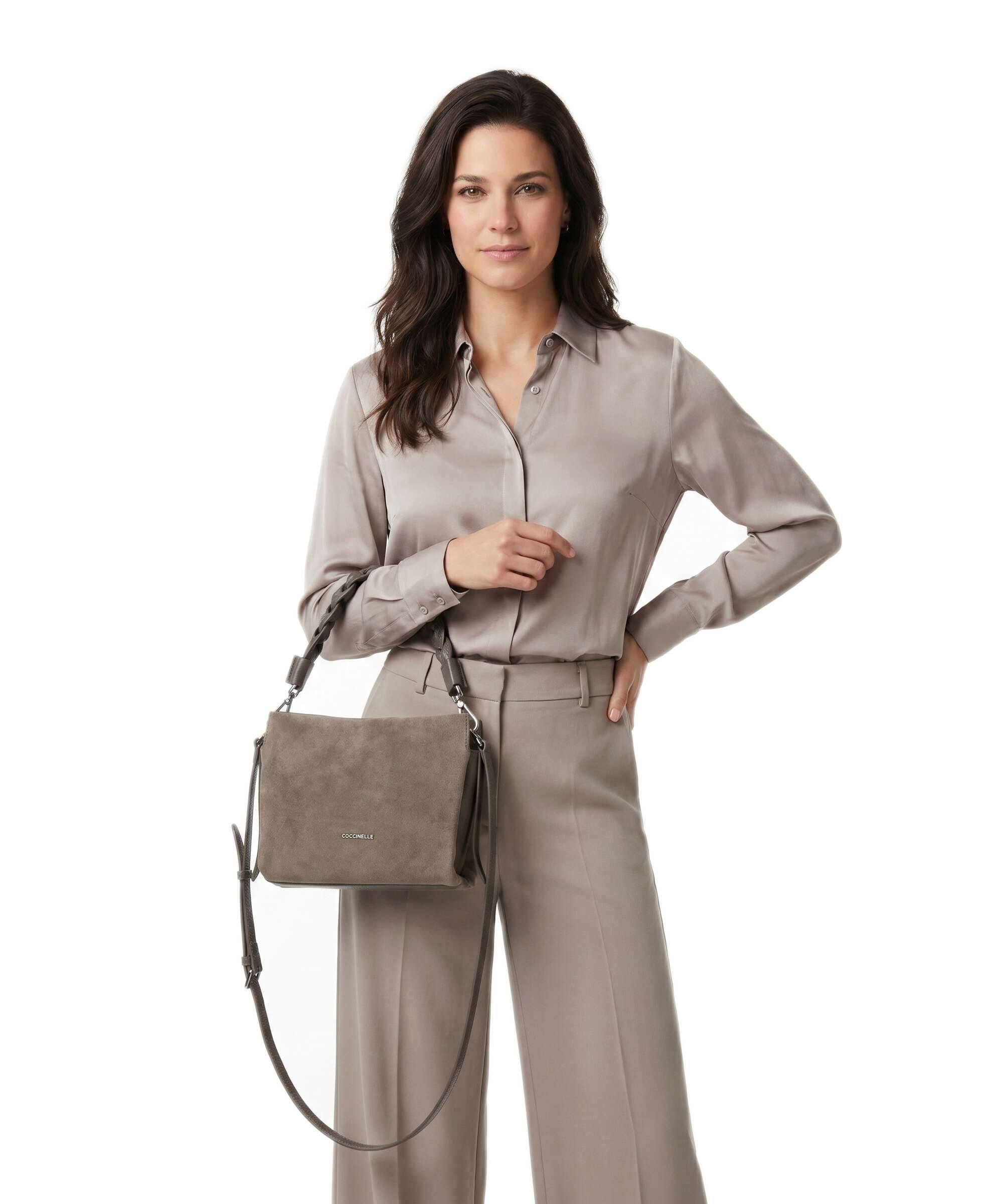 Coccinelle Boheme Suede Handbag fango